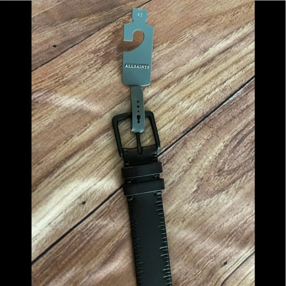 ALLSAINTS 35mm Embossed Leather Belt, Size 42 - Picture 2 of 7